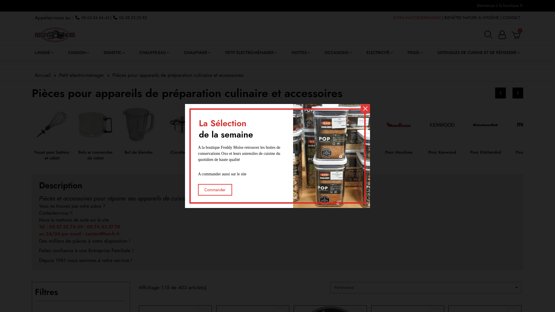 Capture d'écran de TSM Freddy Moïse Pièces et accessoires petit et gros électroménager, Pièces Dometic et pièces Chauffe-eau , Ustensiles de cuisine et de pâtisserie .
