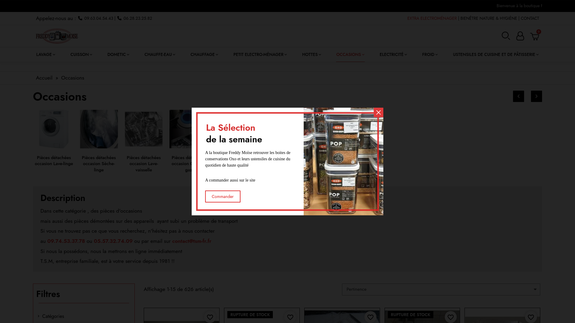 Capture d'écran de TSM Freddy Moise Pièces petit et gros électroménager toutes marques, Pièces Dometic, pièces chauffe-eau et chauffage, ustensiles de cuisine et pâtisserie .