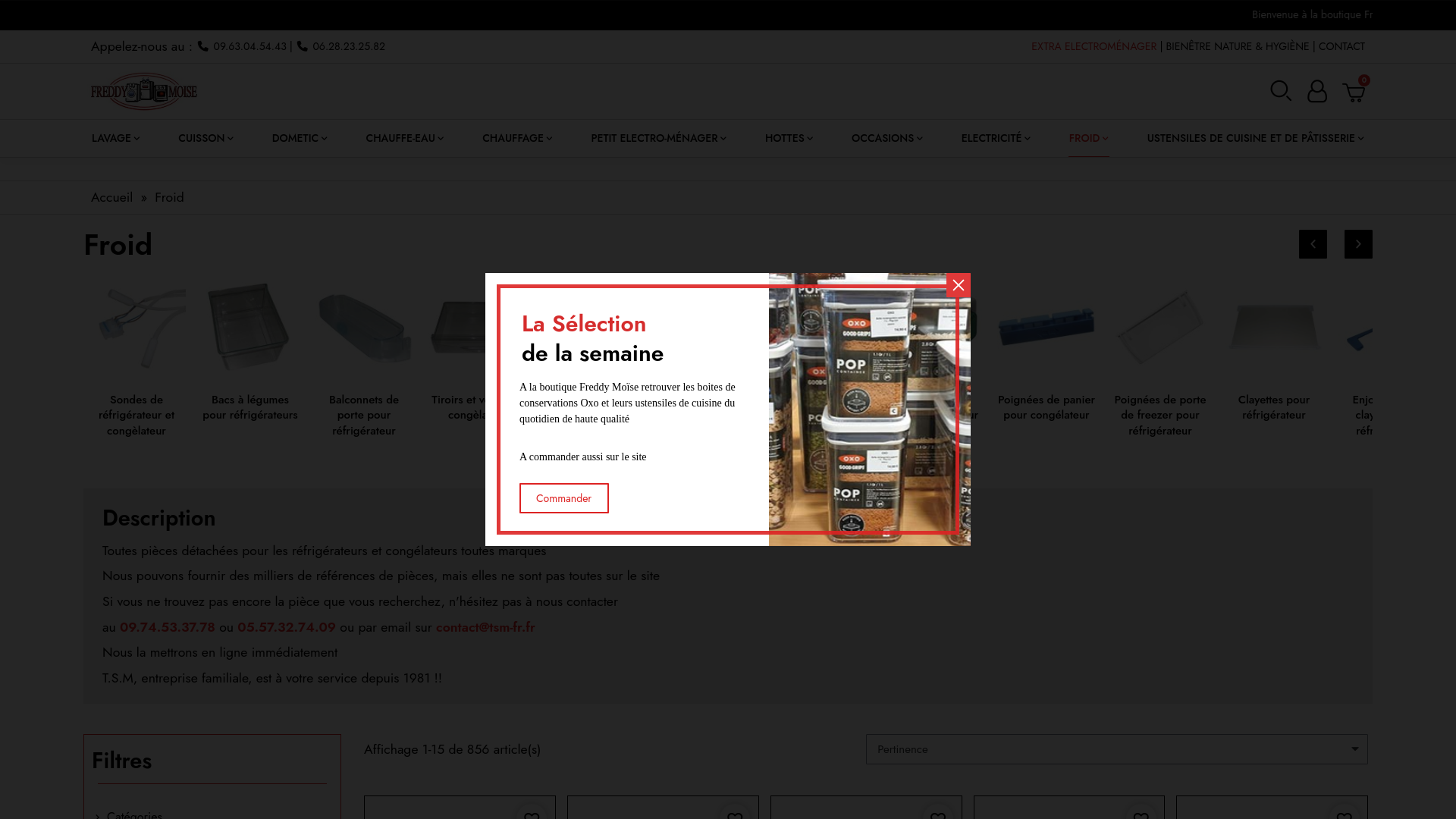 Capture d'écran de TSM Freddy Moise Pièces détachées et accessoires petit et gros électroménager, Pièces Dometic et Pièces chauffe-eau, Ustensiles de cuisine et pâtisserie