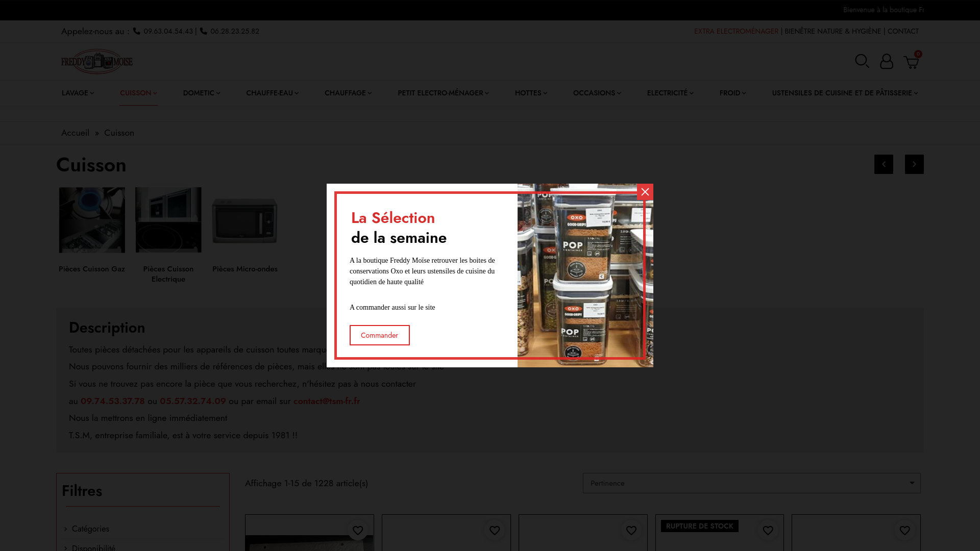 Capture d'écran de TSM Pièces détachées et accessoires pour petit et gros électroménager, Pièces Dometic, Pièces chauffe-eau , Ustensiles de cuisine et pâtisserie .