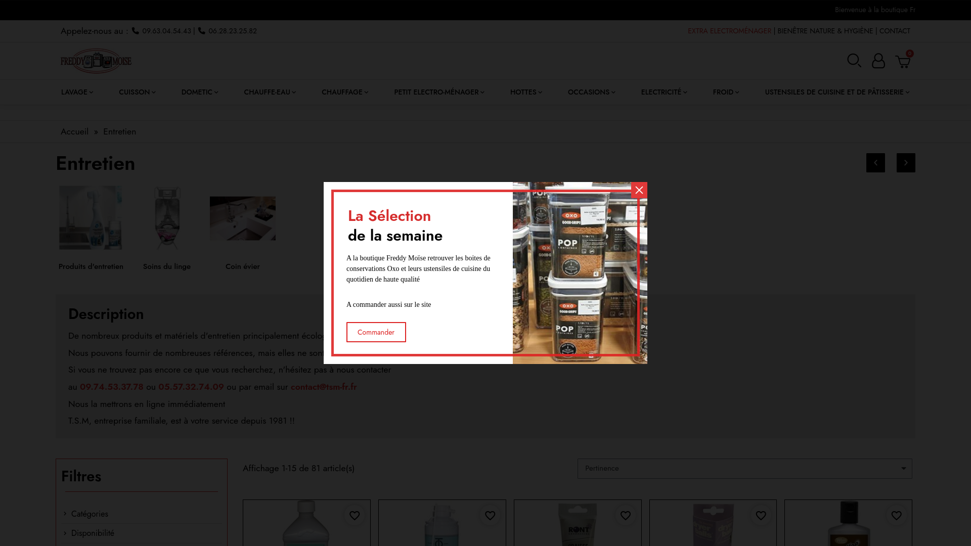 Capture d'écran de TSM Freddy Moise Pièces détachées et accessoires petit et gros électroménager, Pièces Dometic et Pièces chauffe-eau , Ustensiles de cuisine et pâtisserie .