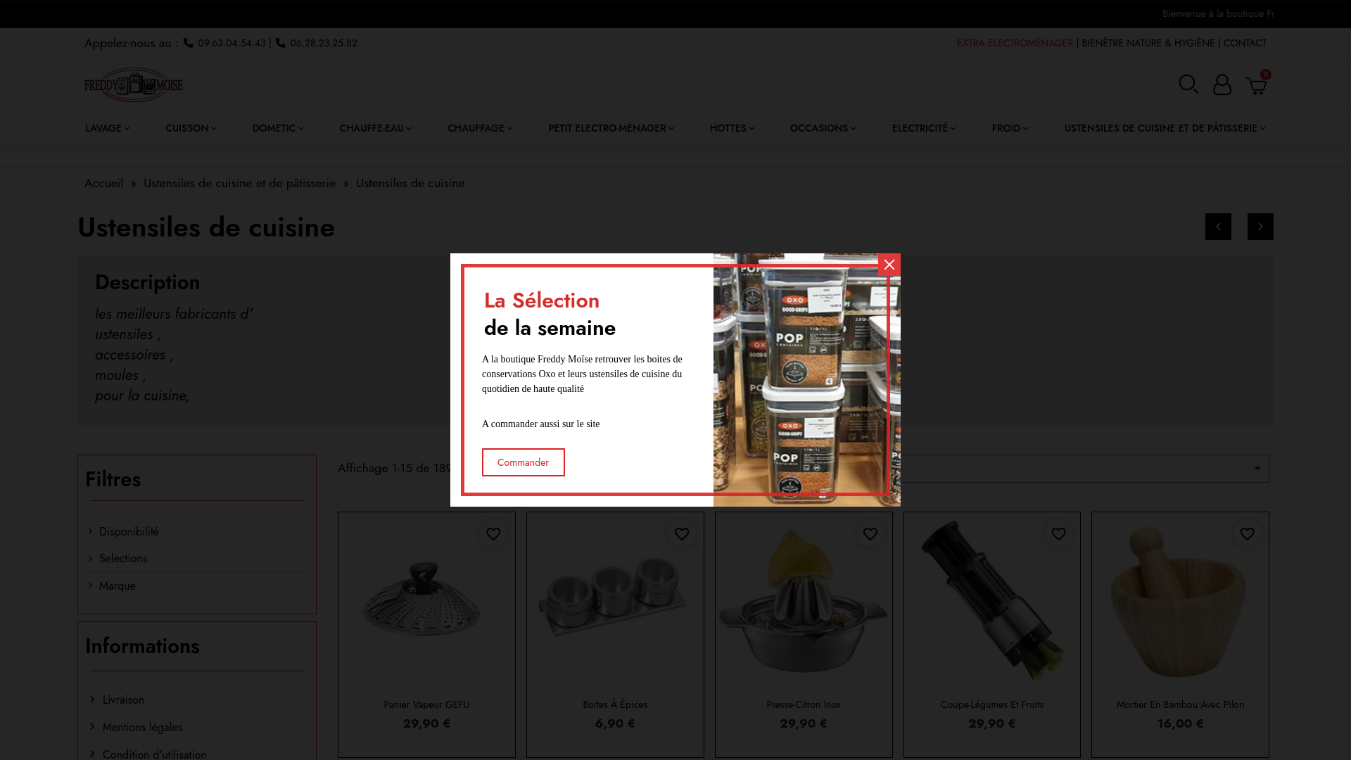 Capture d'écran de TSM Freddy Moïse Pièces et accessoires petit et gros électroménager, Pièces Dometic et pièces Chauffe-eau , Ustensiles de cuisine et de pâtisserie .