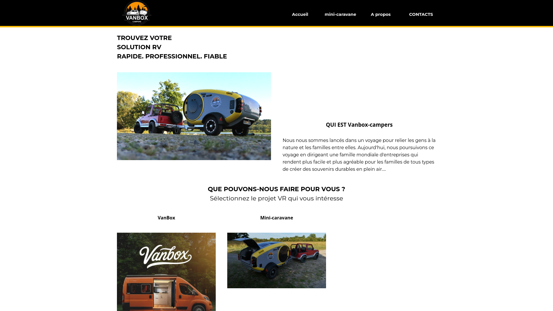 Capture d'écran de VanBox-Campers, loué mini caravane teardrop