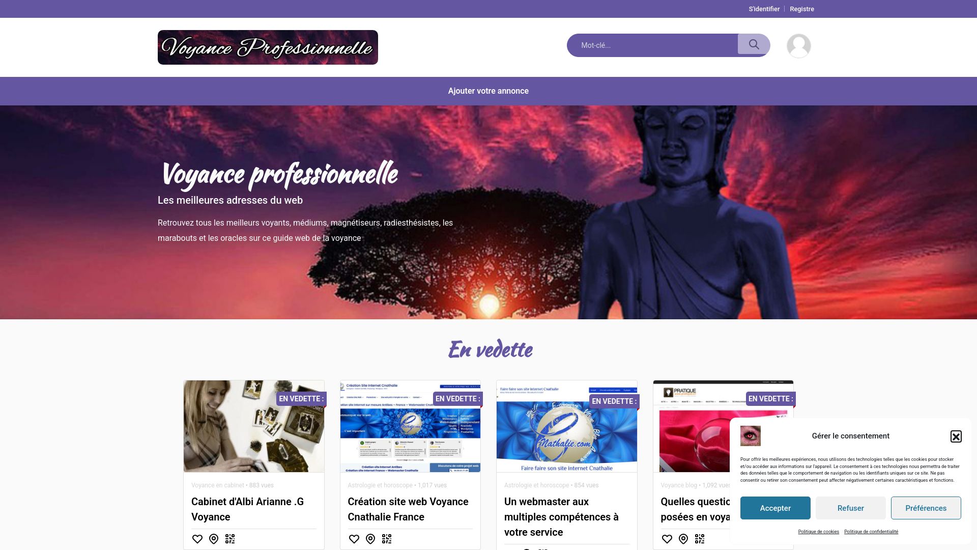 Capture d'écran de Voyance professionnelle, Les meilleures adresses du web