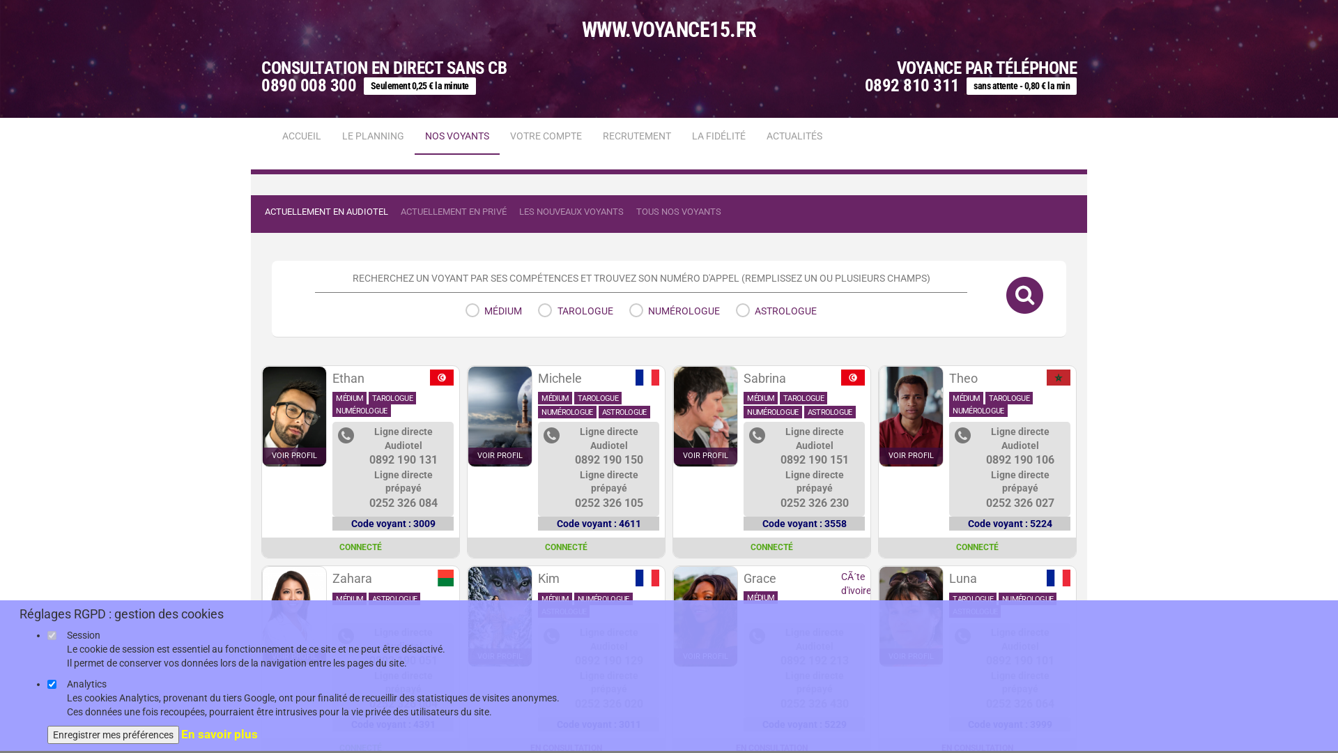 Capture d'écran de Voyance a 15cts/min