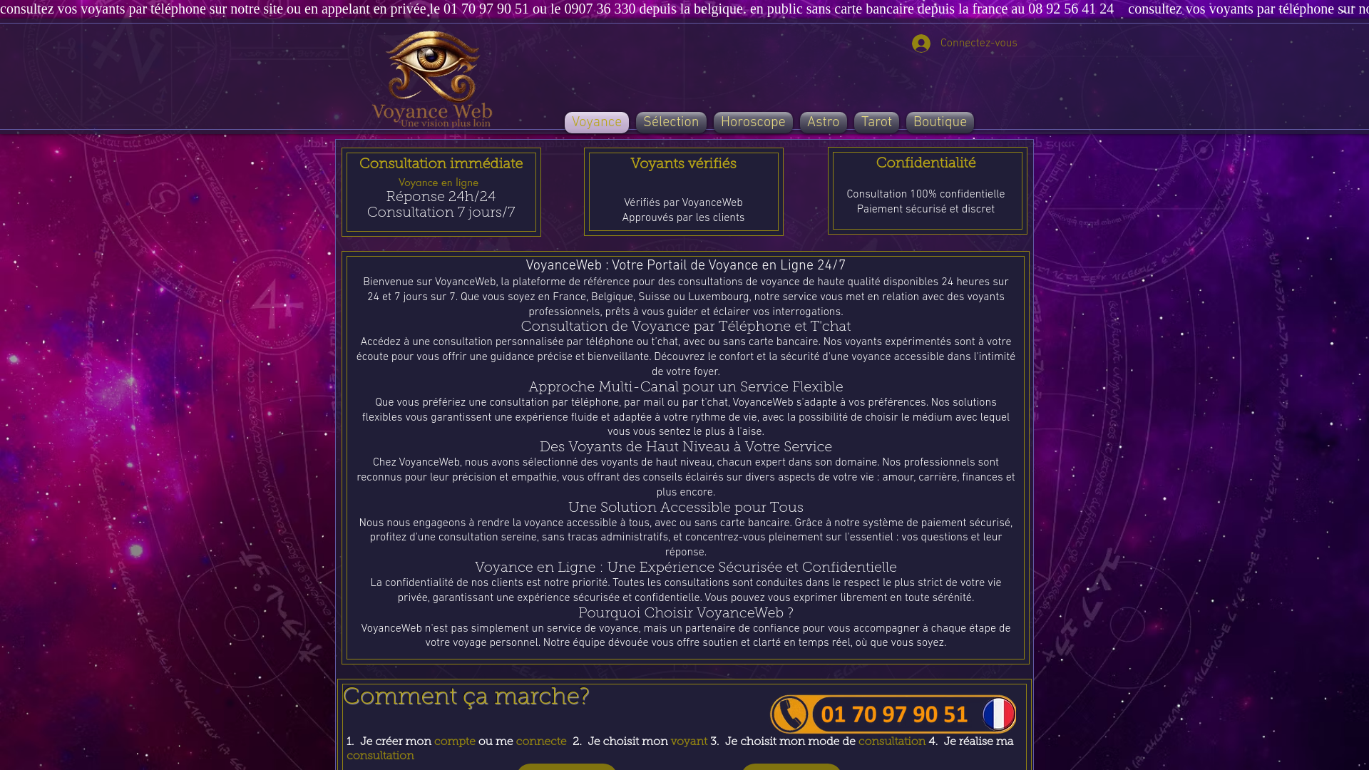 Capture d'écran de Voyance en Ligne | Voyance Téléphone  | VoyanceWeb