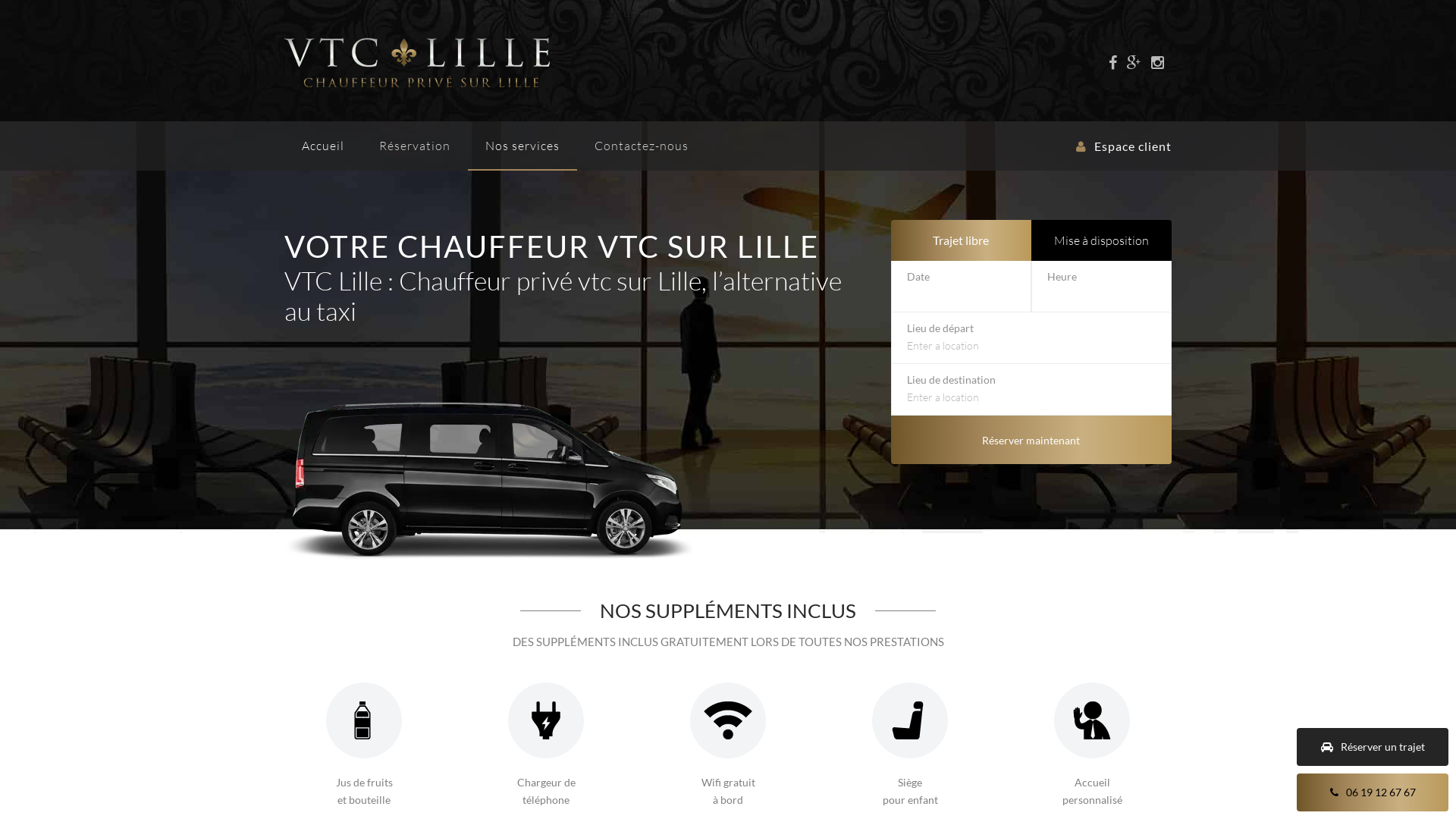 Capture d'écran de Site de réservation de chauffeurs privés VTC à Lille et environs 