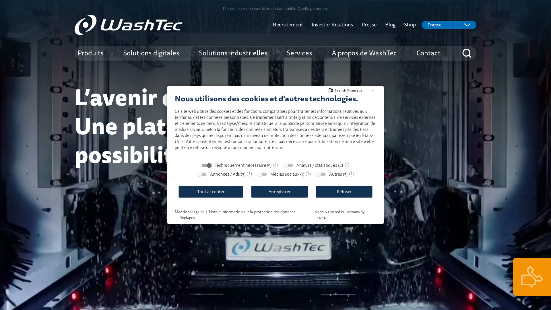 Capture d'écran de Washtec France Lavage de voiture