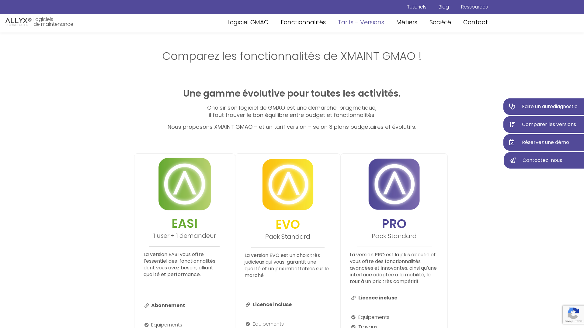 Capture d'écran de Allyx Technologies, éditeur du Logiciel de GMAO XMAINTGMAO, propose des solutions adaptées à vos besoins, Idéales pour TPE et PME de l’industrie et du tertiaire.