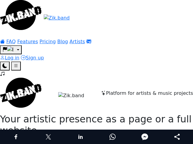 Capture d'écran de Zik.band - Page artiste & site web pour musiciens et groupes